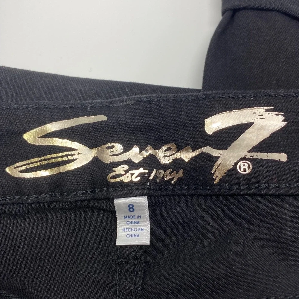 Seven 7 Jeans Sunset Bermuda Black Rolled Cuff Shorts Size 8 Stretch NWT
